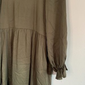 Olive Green Tiered Midi Dress